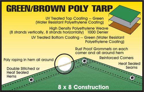 Dize Weathermaster® Brown/Green Poly Tarp (10 x 12 Ft)