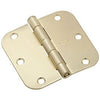 Door Hinge, Interior, Round-Edge, Satin Brass, 3.5-In.