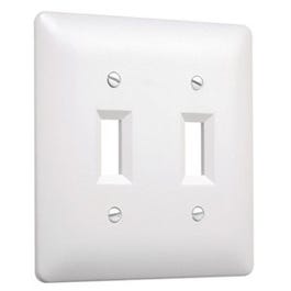 TayMac Masque 2000 Series Wall Plate, 2 Gang, 2 Toggle, White