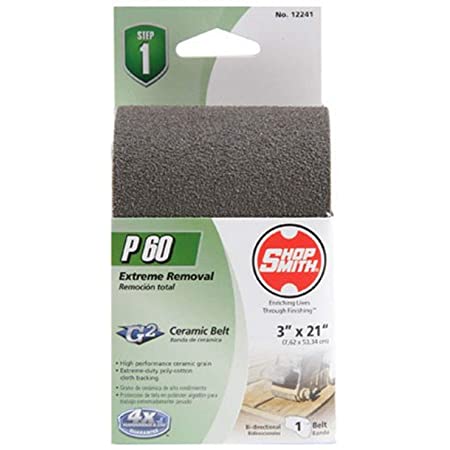 Shopsmith 3 x 21 Ceramic Abrasive Sanding Belts 60 Grit