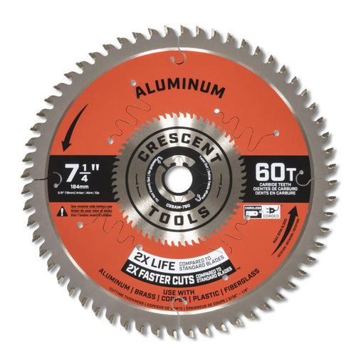 Crescent 7-1/4 x 60-Tooth Medium Aluminum Circular Saw Blade (7-1/4 x 60-Tooth)