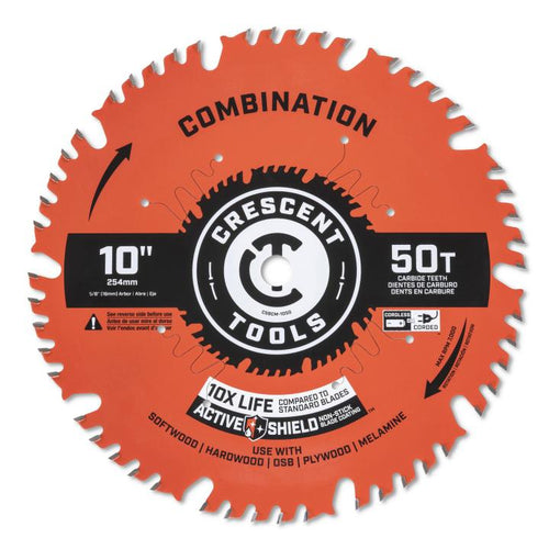 Crescent 10 x 50-Tooth Combination Circular Saw Blade (10 x 40-Tooth)