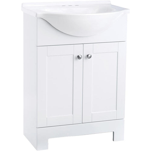 Continental Cabinets European White 24 In. W x 33-1/2 In. H x 12-1/2 In. D Vanity with Cultured Marble Top