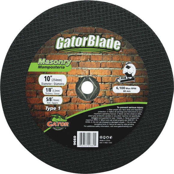 Gator Blade Type 1 10 In. x 1/8 In. x 5/8 In. Masonry Cut-Off Wheel