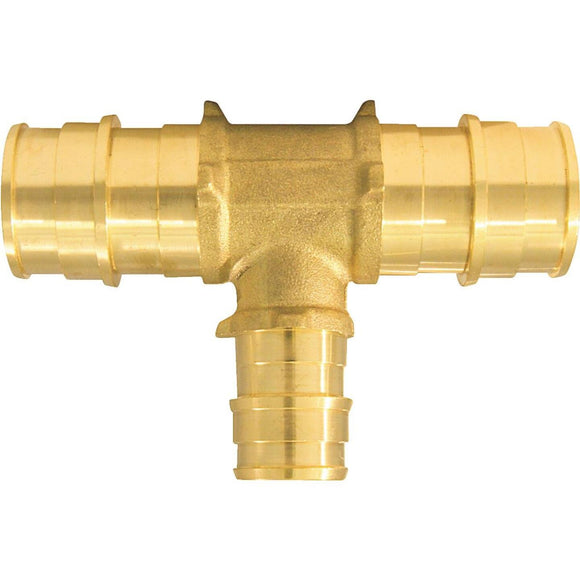 Conbraco 3/4 In. x 3/4 In. x 1/2 In. Barb Brass Reducing PEX Tee, Type A (5-Pack)