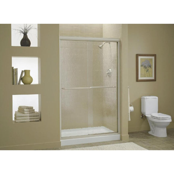 Sterling Finesse 59-5/8 In. W. X 70-5/16 In. H. Nickel Frameless Clear Sliding Shower Door