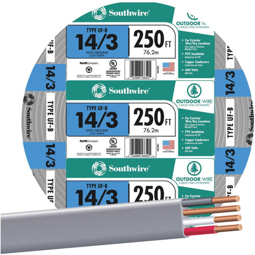 Southwire 250 Ft. 14 AWG 3-Conductor UFW/G Wire