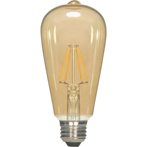 Satco 60W Equivalent Warm White ST19 Medium Base LED Amber Decorative Light Bulb