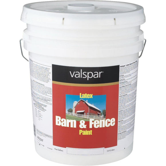 Valspar Latex Paint & Primer In One Flat Barn & Fence Paint, Red, 5 Gal.