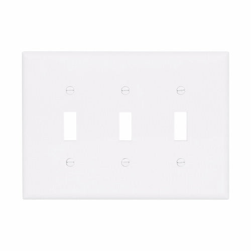 Eaton Cooper Wiring Toggle Wallplate, White 3 Gang (White, 3 Gang)