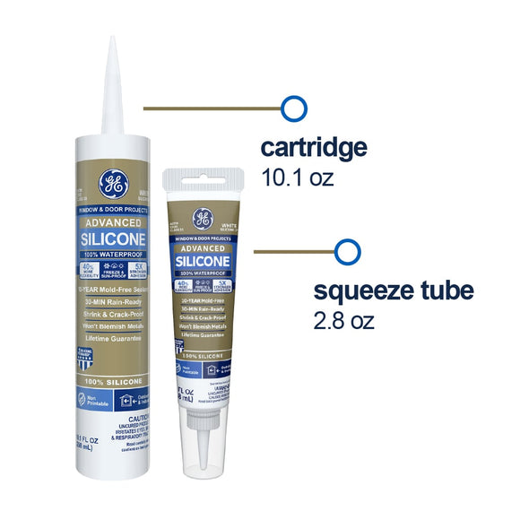 GE Sealants Advanced Silicone 2® Window & Door Sealant 10.1 Oz. (10.1 Oz., Clear)