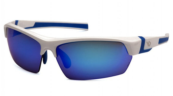 Pyramex Venture Gear Tensaw Ice Blue Mirror Anti-Fog Lens with White/Blue Frame (White/Blue)