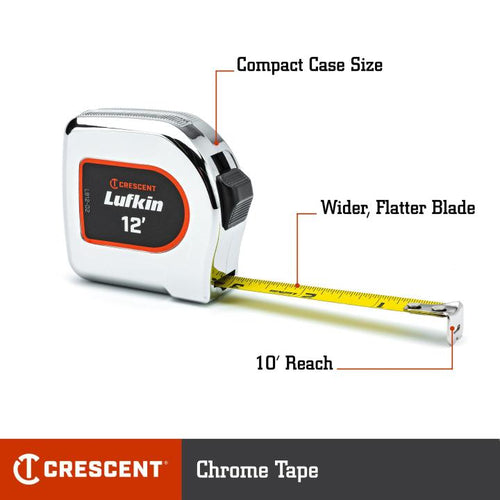 Crescent Chrome Case Yellow Clad Tape Measure