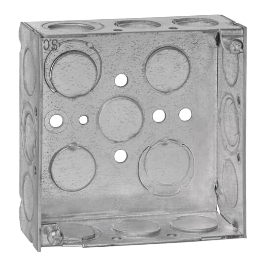 Thomas & Betts Steel City Steel Outlet Boxes Square Box, 21 Cubic Inches, 4 Inch Square x 1-1/2 Inch Deep