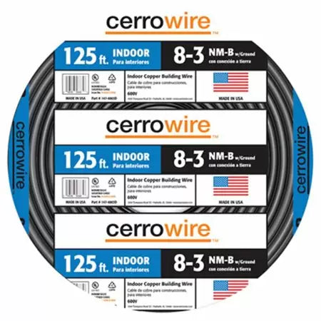 Marmon Home Improvement 125 ft. 8/3 Black Stranded CerroMax SLiPWire Copper NM-B Wire