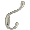 Hat & Coat Hook, Heavy-Duty, Satin Nickel, Holds 75-Lbs.