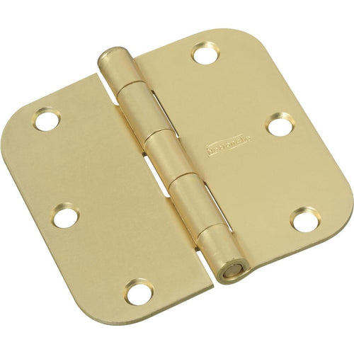 National 3-1/2 In. x 5/8 In. Radius Satin Brass Door Hinge (3-Pack)