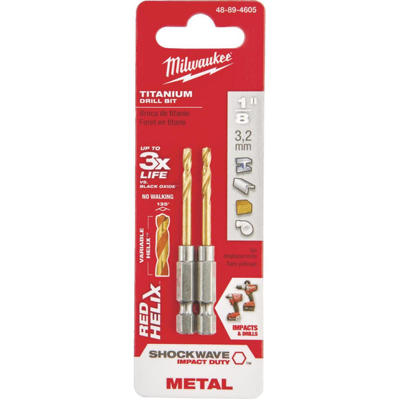 Milwaukee Shockwave Impact Duty 1/8 In. Titanium Hex Shank Drill Bit