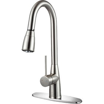 Hardware House 163002 Gooseneck Kitchen Faucet ~ Brushed Nickel